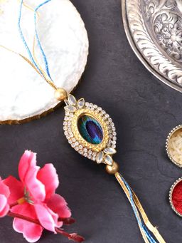 PANASH - Plated Beaded & Stone Studded Thread Rakhis with Roli Chawal