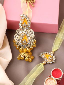 PANASH - Plated Beaded & Stone Studded Bhaiya Bhabhi Bracelet Rakhis with Roli Chawal