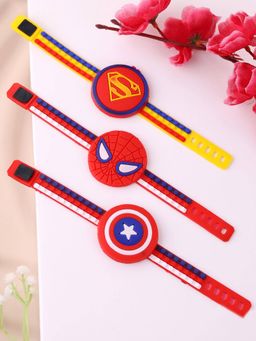 PANASH - Kids Captain America Superman & Spiderman Circle Shaped Rakhis