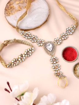 PANASH - Plated Bhaiya Bhabhi Bracelet with Ring Rakhis with Roli Chawal