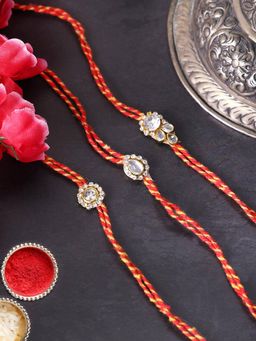 PANASH - Plated Stone Studded Thread Rakhis with Roli Chawal