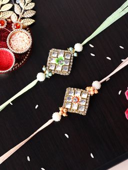 PANASH - Plated Floral Shaped Bhaiya Bhabhi Rakhis with Roli Chawal