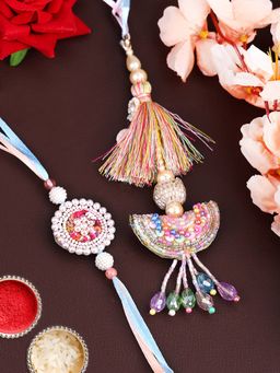 PANASH - Plated Multi Color Bhaiya Bhabhi Rakhis with Roli Chawal