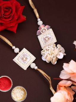 PANASH - Plated Floral Shaped Bhaiya Bhabhi Rakhis with Roli Chawal