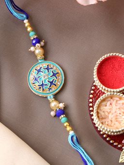 PANASH - Plated Beaded & PearlsThread Rakhi with Roli Chawal