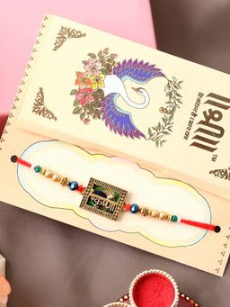 PANASH - Plated Multi Color Beaded Thread Rakhi with Roli Chawal