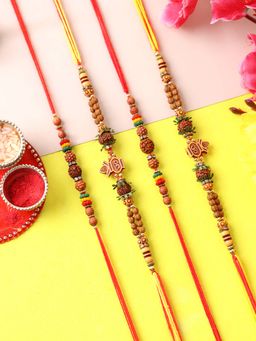 PANASH - Toned Rudraksha & Kalash Shaped Rakhi with Roli Chawal