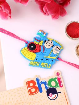 PANASH - Kids Motu Patlu Shaped with Thread Rakhi with Roli Chawal