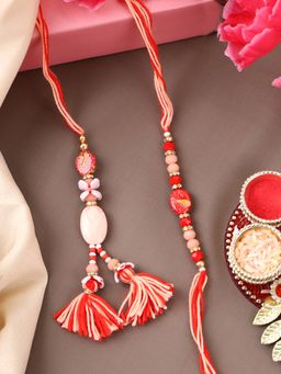 PANASH - Plated Beaded Bhaiya Bhabhi Rakhis with Roli Chawal