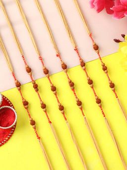 PANASH - Plated Rudraksha Bhaiya Bhabhi Rakhis with Roli Chawal