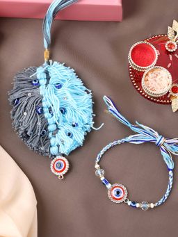 PANASH - Plated Beaded with Stone Studded Thread Bhaiya Bhabhi Rakhis with Roli Chawal