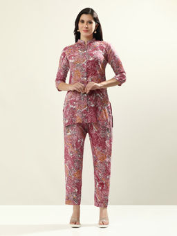 Jaipur Kurti - Pink Printed Floral Pure Cotton Co-Ord (Set of 2)