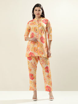 Jaipur Kurti - Yellow Printed Floral Pure Cotton Co-Ord (Set of 2)