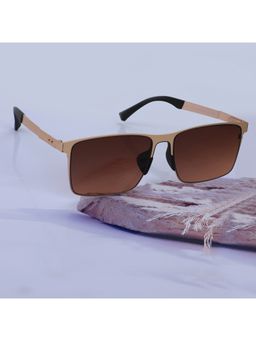 Carlton London - Premium Rose Gold with Brown & Polarised Lens Rectangle Sunglass for Unisex (59)