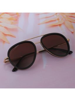 Carlton London - Premium Gold with Brown Toned & Polarised Lens Pilot Sunglass for Unisex (58)