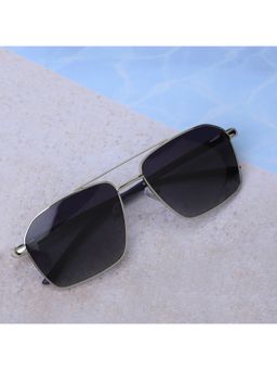 Carlton London - Premium Silver with Blue Toned & Polarised Lens Rectangle Sunglass for Men (55)