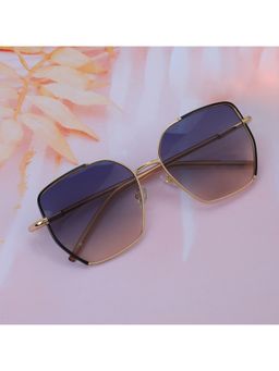 Carlton London - Premium Gold with Blue Toned & Polarised Lens Oversized Sunglass for Women (58)