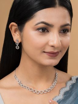 Teejh - Rajput Radiance CZ White Stones Necklace Set