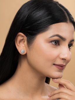 Teejh - Bloom CZ Stones Silver Plated Stud Earrings