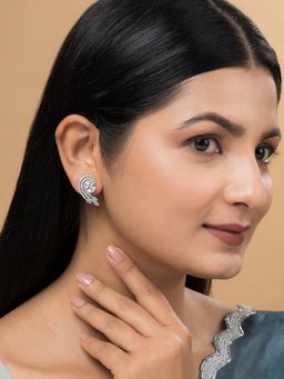 Teejh - Majestic Mira CZ Stones Silver Plated Stud Earrings