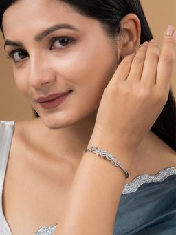 Teejh - Diva Dynasty CZ Stones Silver Plated Bracelet