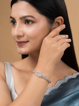 Teejh - Tanishka Twinkle CZ Stones Silver Plated Bracelet