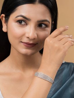 Teejh - Taj Tranquil CZ Stones Silver Plated Bracelet