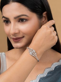 Teejh - Serene Swarna CZ Stones Silver Plated Bracelet