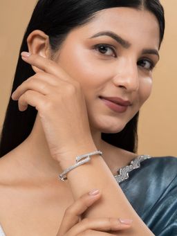 Teejh - Nisha Nirvana CZ Stones Silver Plated Bracelet