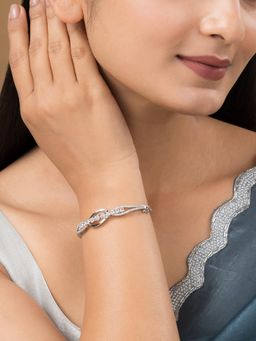 Teejh - Sona Sundari CZ Stones Silver Plated Bracelet