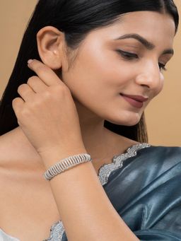 Teejh - Pranjal Precious CZ Stones Silver Plated Bracelet