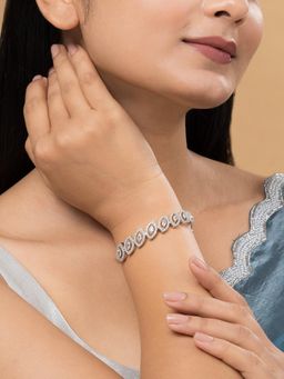 Teejh - Aarti Allure CZ Stones Silver Plated Bracelet