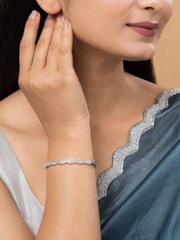 Teejh - Nandini Neelam CZ Stones Silver Plated Bracelet