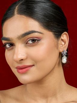 Teejh - Almaz Silver Plated Purple Drop Earrings