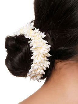 VIRAASI - White Artificial Floral Mogra Fragrance Scrunchie for Women and Girls