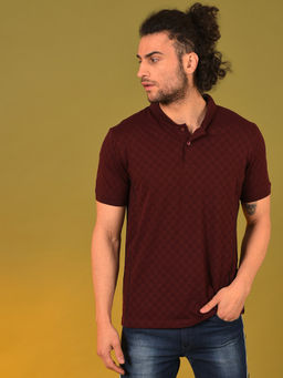 Campus Sutra - Men Self Design Stylish Casual Polo T-shirts