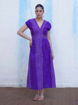 Chidiyaa - Purple Pure Cotton Printed Dress