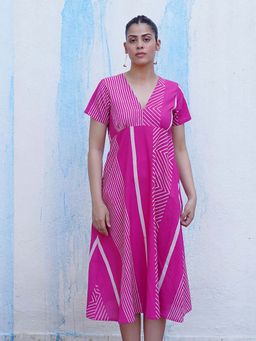 Chidiyaa - Pink Pure Cotton Printed Dress