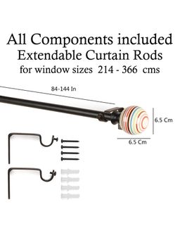 The Decor Mart - 84"-144" Colour Pop Finial Extendable Curtain Rod Black 19Mm (Hardware Included)