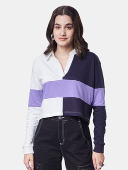 The Souled Store - Originals Multi Color Haze Women Cropped Rugby Polo T-Shirt