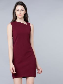 TOKYO TALKIES - Women's Maroon Solid Sheath Dress