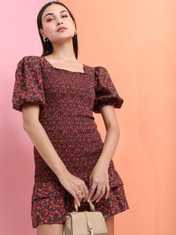 TOKYO TALKIES - Women's Floral Printed A-Line Dress