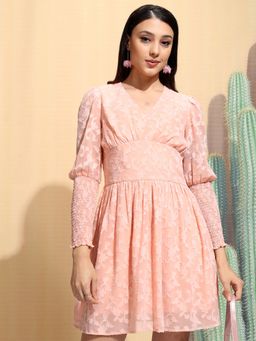 TOKYO TALKIES - Women's Dusty Peach Fit And Flare Dress