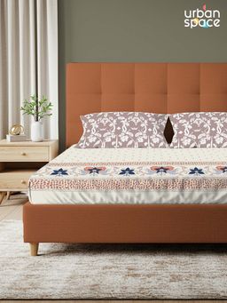 Urban Space - Serene 200 Tc Cotton Bedsheets With 2 Pillow Covers Ivy Bloom Terra
