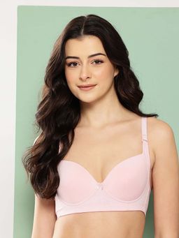Leading Lady - Womens Solid Lightly Padded Non Wired T-Shirt Bra Pink