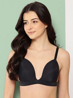 Leading Lady - Womens Solid Lightly Padded Non Wired Plunge Bra Black