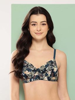 Leading Lady - Womens Printed Lightly Padded Non Wired T-Shirt Bra Teal