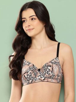 Leading Lady - Womens Printed Lightly Padded Non Wired T-Shirt Bra Peach