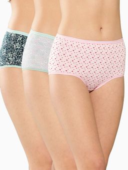 Leading Lady - Womens Printed High Rise Hipster Brief Multi-Color (Pack of 3)