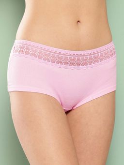 Leading Lady - Womens Solid Mid Rise Hipster Brief Pink